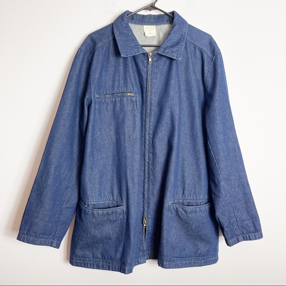 Vintage Style Studio 2X Zipped Denim Jacket